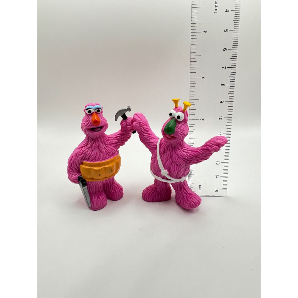 Vintage Sesame Street Yip Yip Martian Pink PVC Figures Set Hammer Saw 3 Inch - Picture 2 of 7